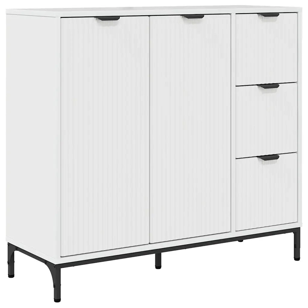 Credenza-Buffet-Armadio da cucina Bianco lucido 89.5 x 33 x 82 cm Legno multistrato