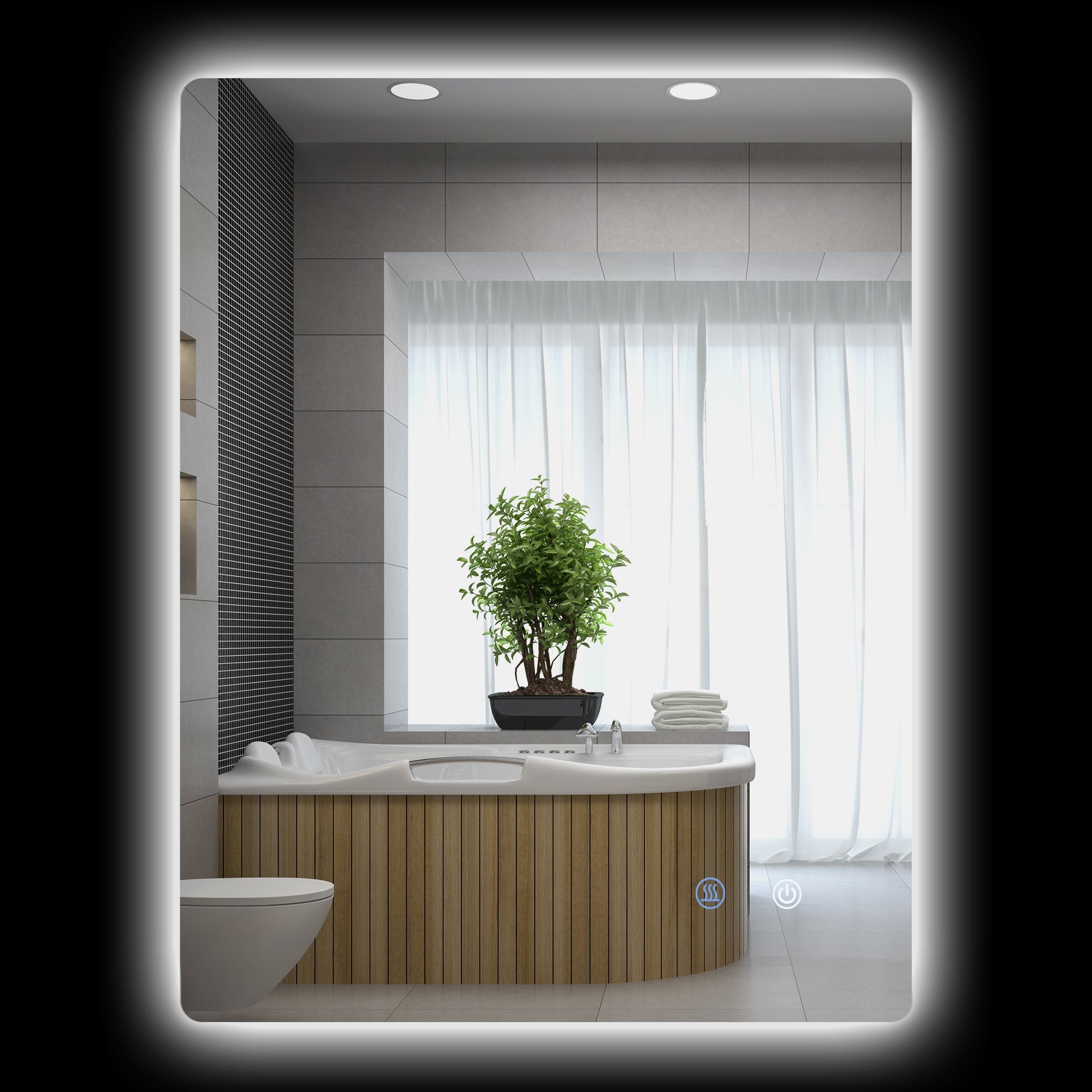 Specchio Bagno con Luci LED  3 Tonalità 70x50 cm Interruttori Touch e Funzione Antiappannamento