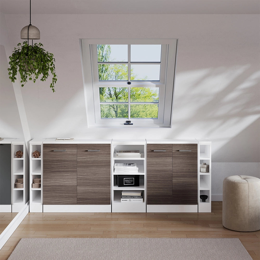 Set di mobili sottotetto Rion Grigio nobile/Bianco 210 cm Set di 5 carcasse armadio profondità 60 cm Vicco