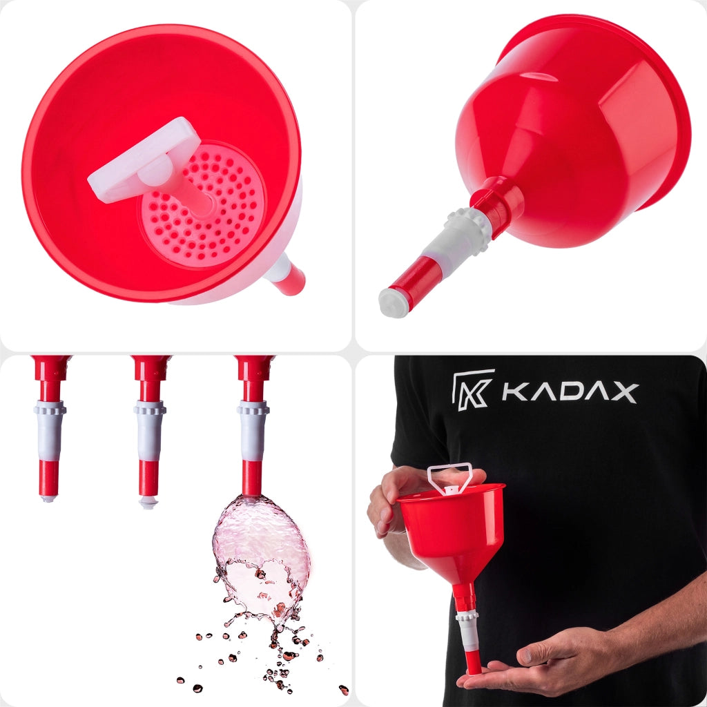 Imbuto per bottiglie di vino KADAX con filtro di bloccaggio per filtrazione, autoregolante, Fi 130