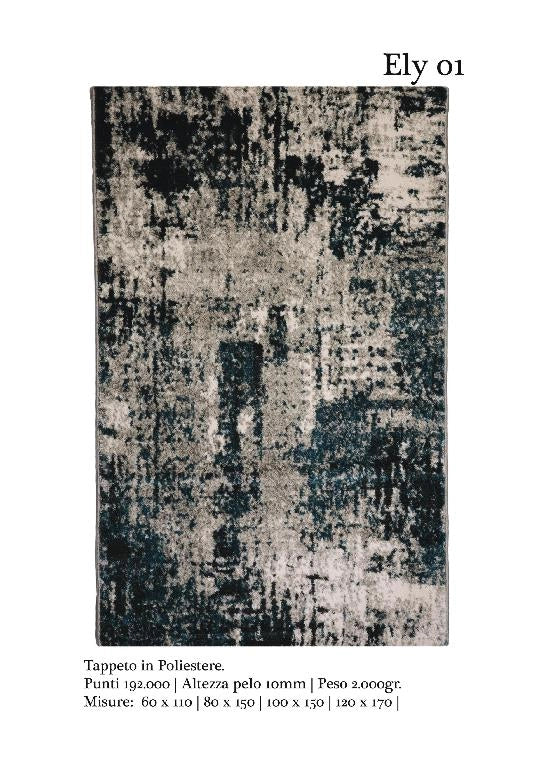 Tappeto Arredamento Casa in Poliestere Luxury Ely Blu 100 x 150 cm