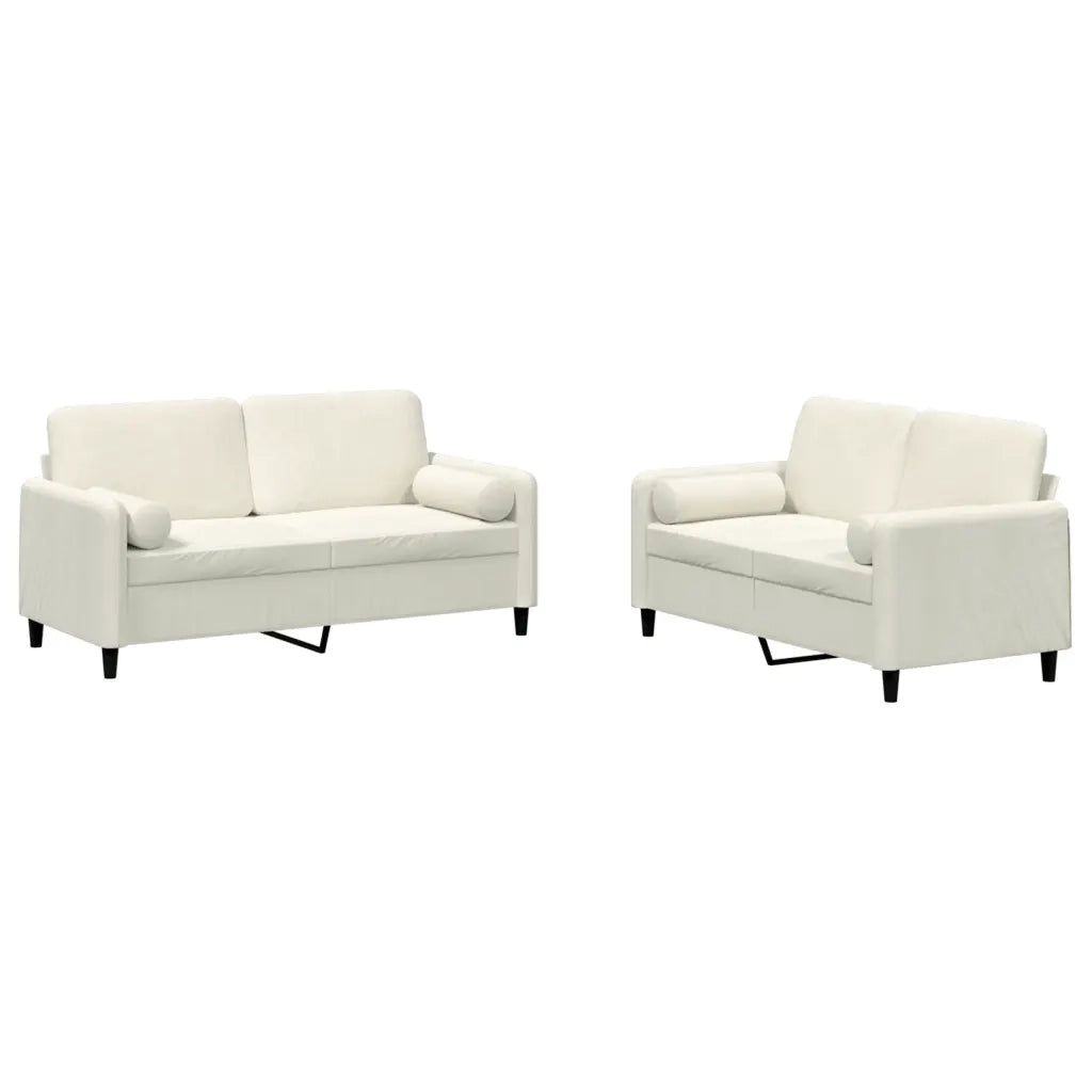 Set di Divani 2 pz con Cuscini Crema in Vellutocod mxl 82762
