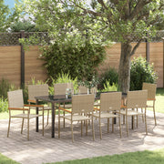 Set da Pranzo da Giardino da 9 Pezzi Beige Poly Rattan