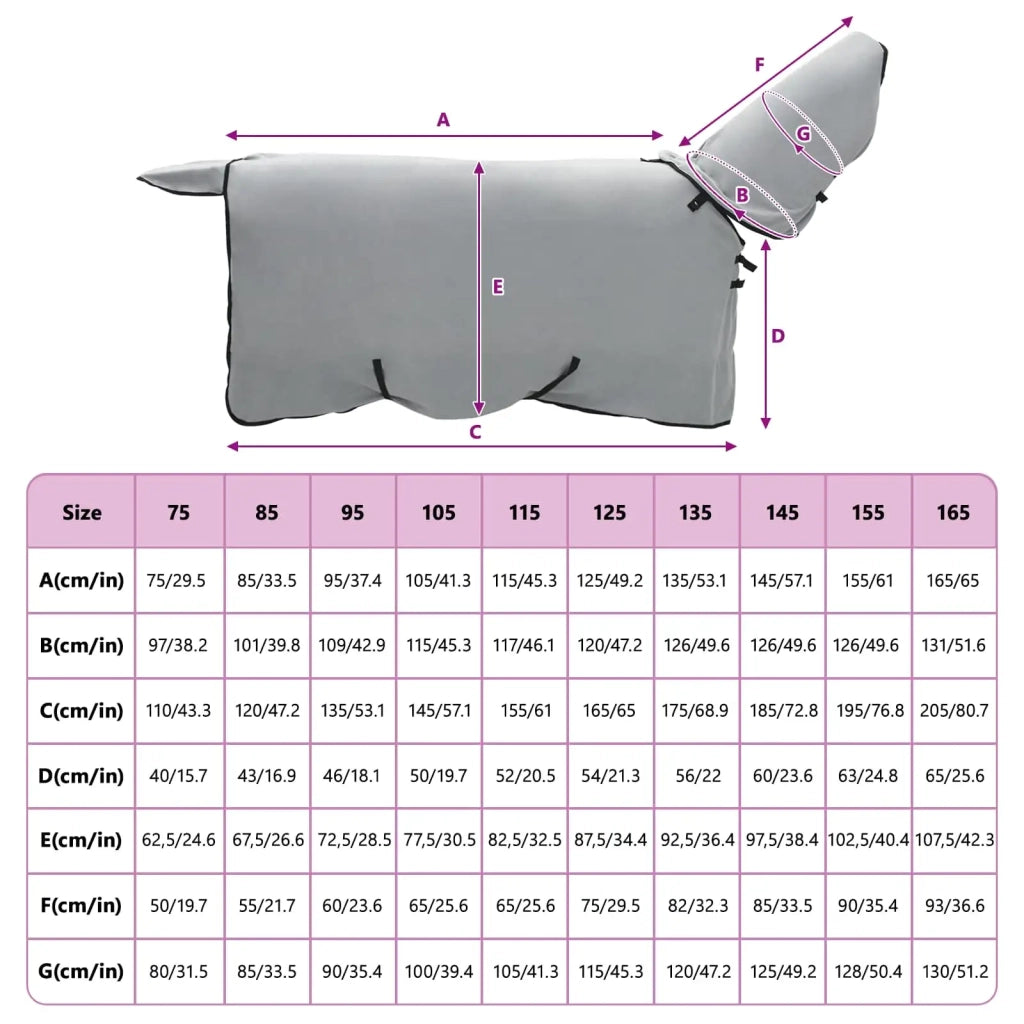 Coperta per Cavalli Grigio chiaro e rosa completo 95 cm CFW1143629