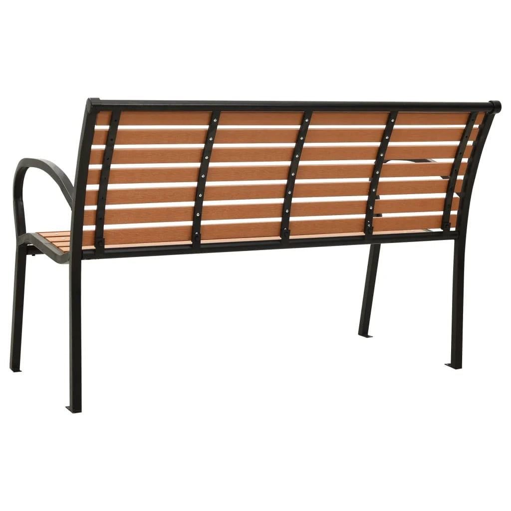 Panca da giardino mobili da esterno per patio terrazza nero e marrone 116 cm acciaio e WPC 02_0011759