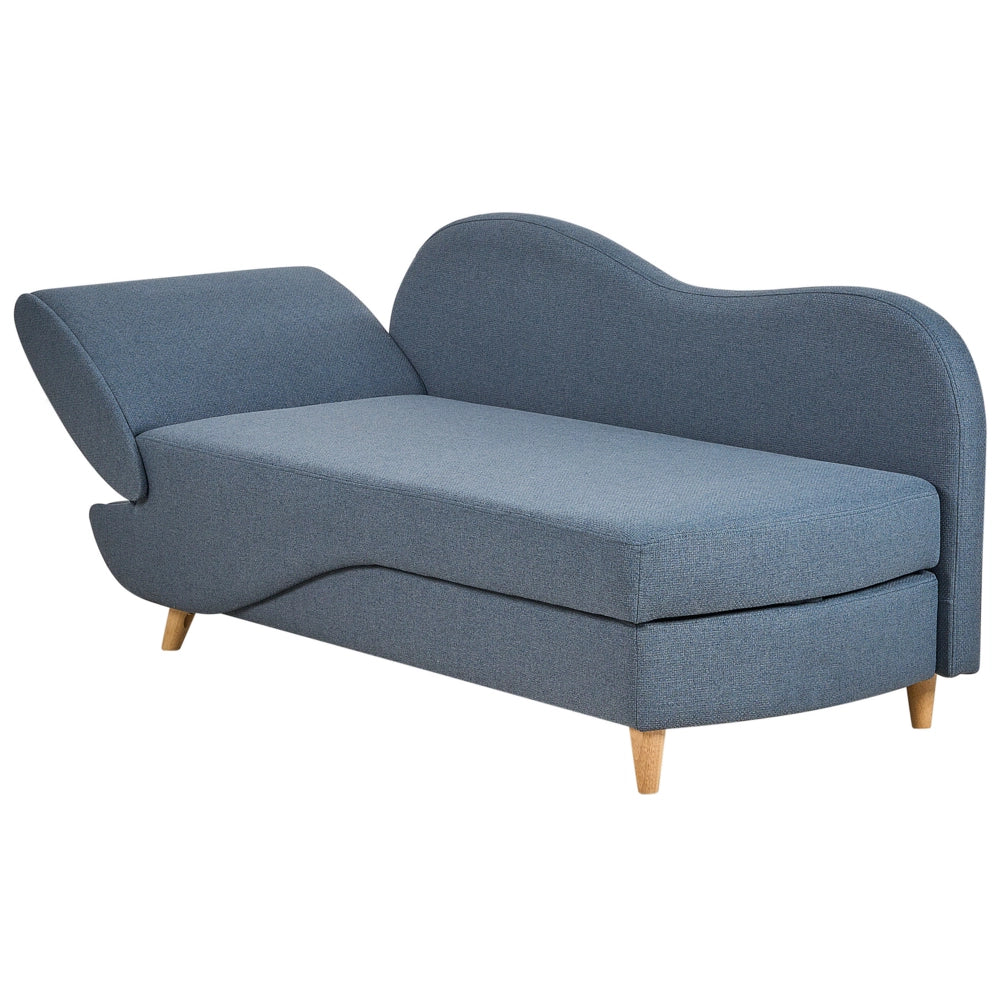 Chaise Longue in tessuto blu lato sinistro con contenitore stile moderno contemporaneo soggiorno