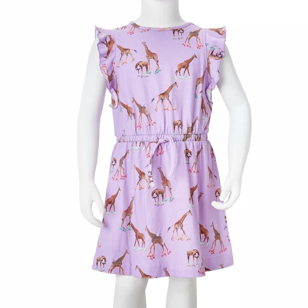 Abito da Bambina Maniche Volant e Coulisse Lilla 116 CFW3203736