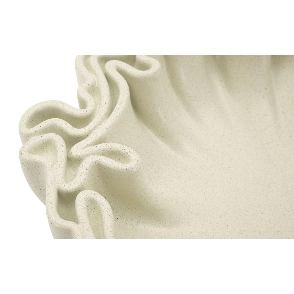 Vassoio decorativo Stons piccolo in poliresina color crema