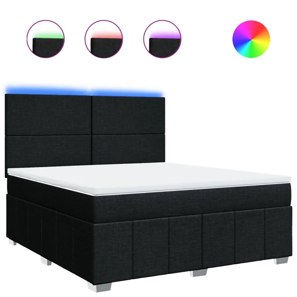 vidaXL Giroletto a Molle con Materasso Nero 180x200 cm in Tessuto