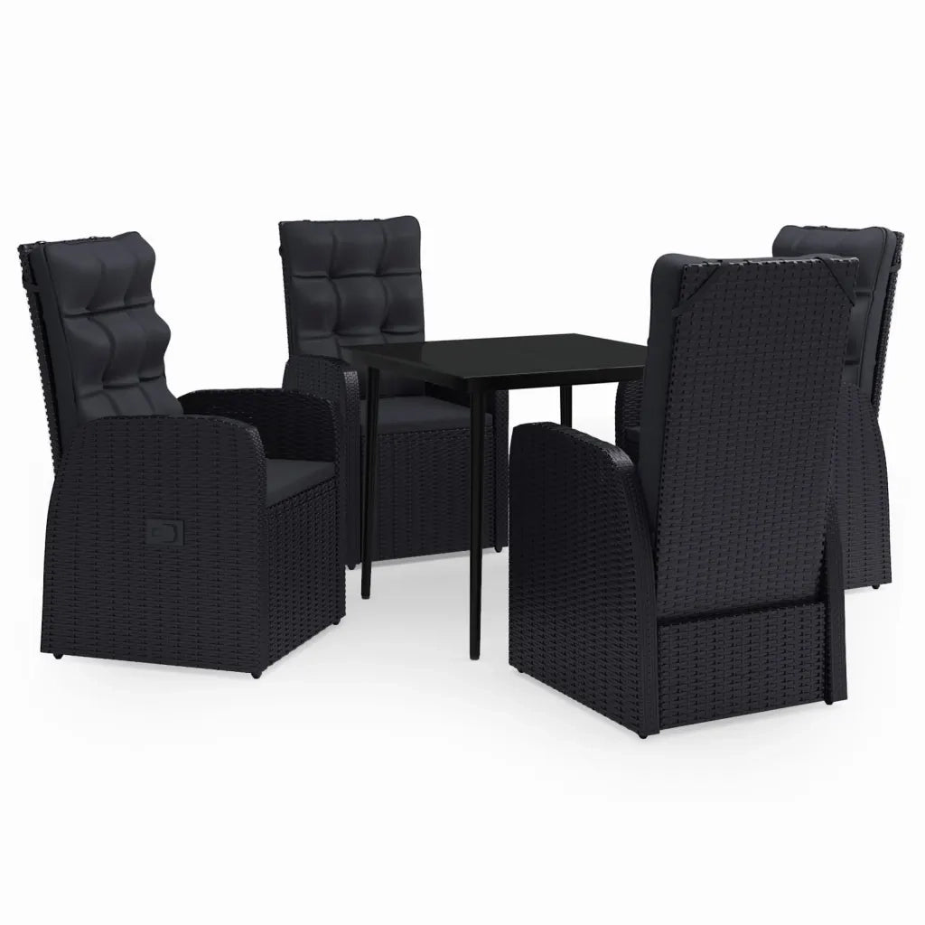 Set da Pranzo da Giardino 5 pz con Cuscini Nero 3099492