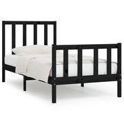 Letto singolo | Letto per adulti | Giroletto in Legno Massello Nero 75x190 cm Small Single