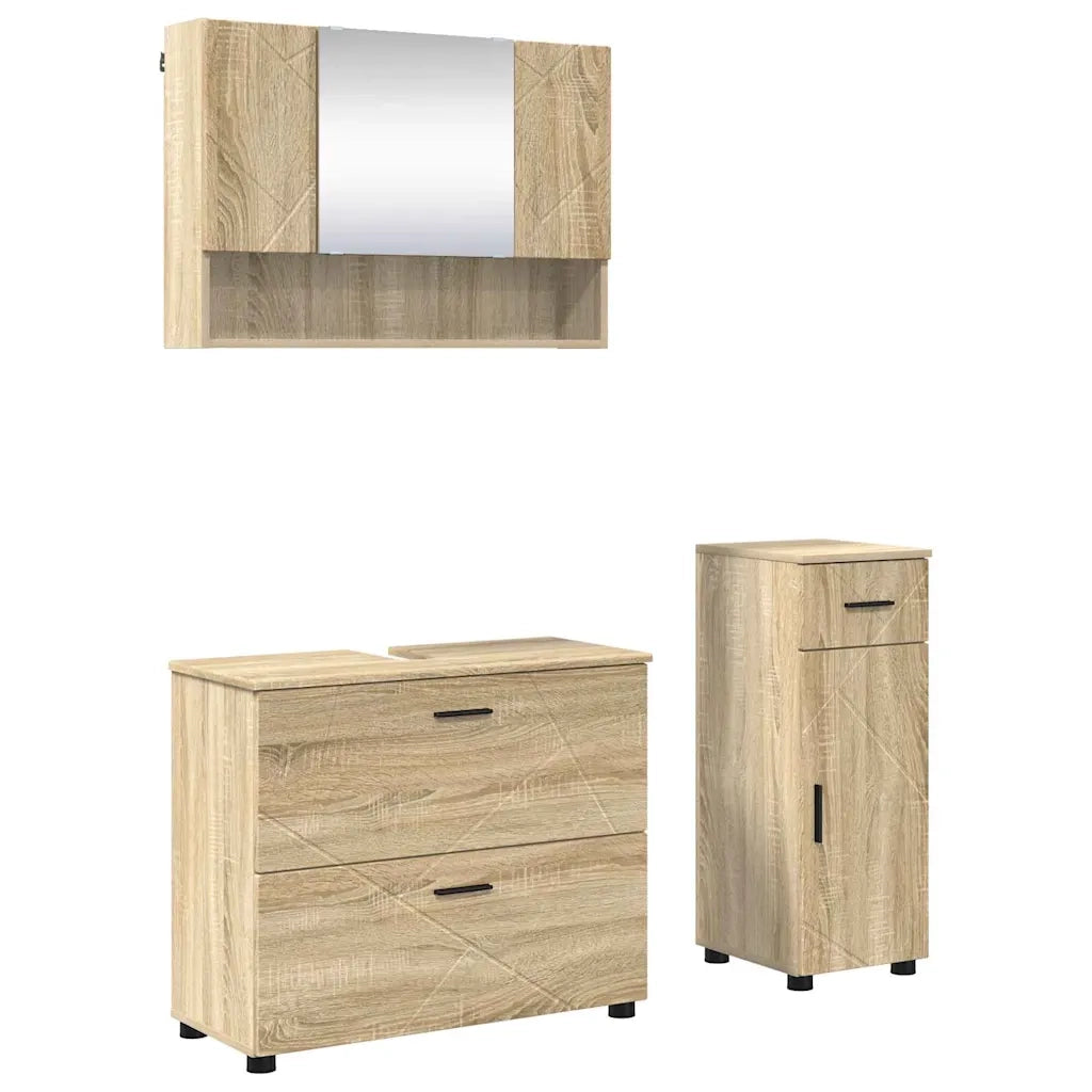 Set di mobili per il bagno con cassetto 3 pcs Rovere Sonoma 3393035