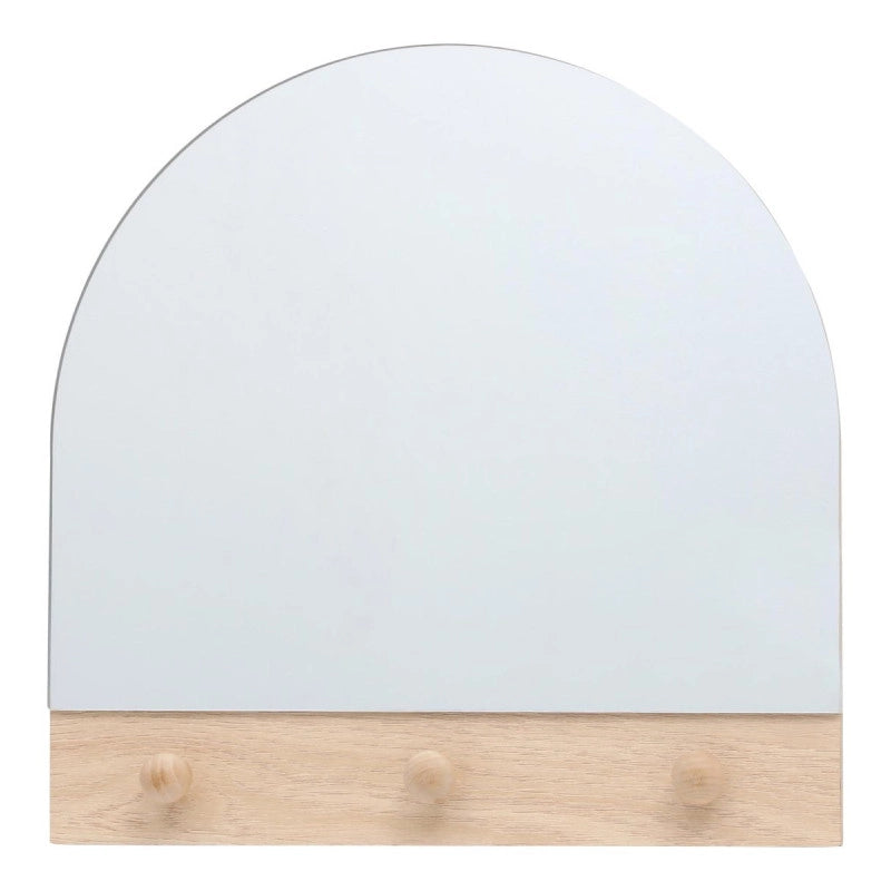 Set di 6 Appendiabiti/specchio Da Parete Con 3 Ganci Arcade 30x30 Naturale