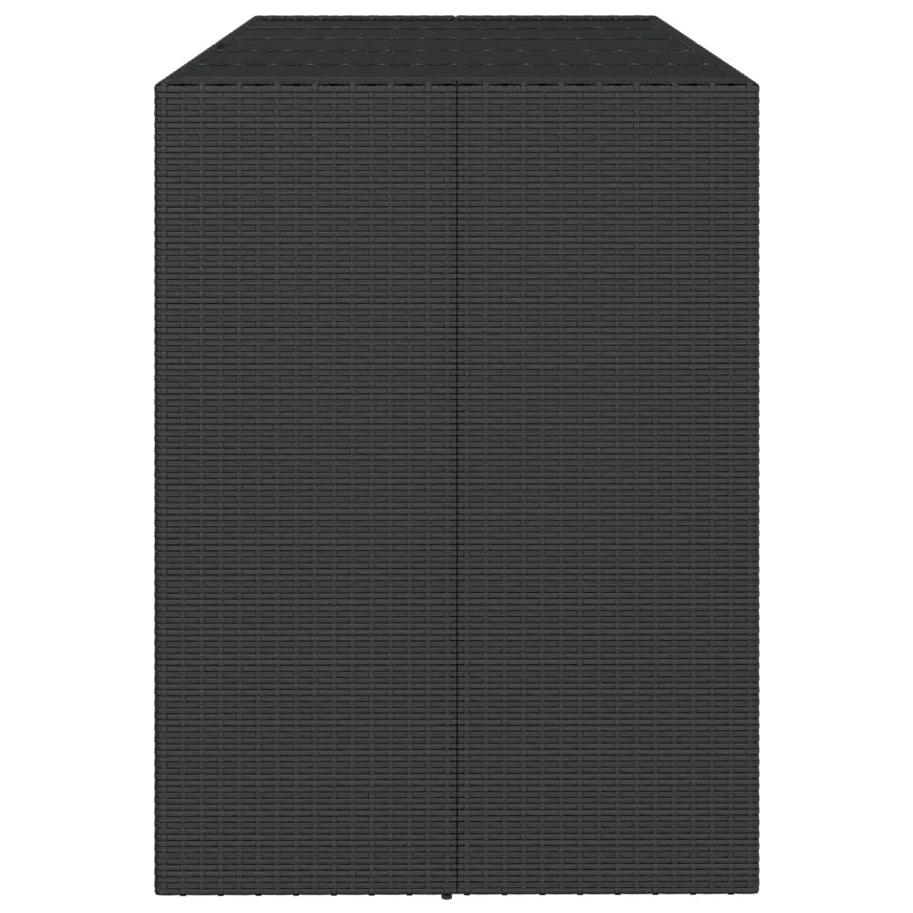 Tavolo da Bar con Piano in Vetro Nero 185x80x110 cm Polyrattan 362600