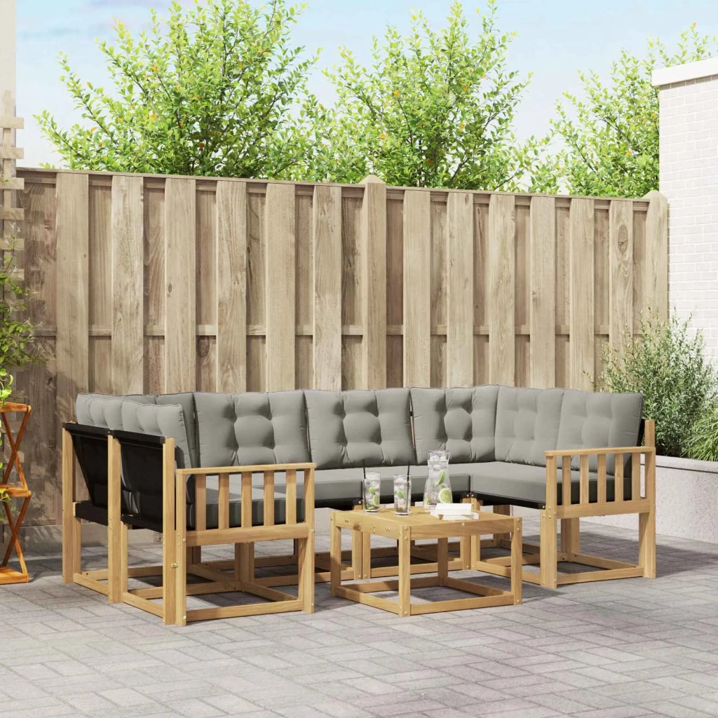 Set di divani da esterno 7 pz Bianco e Grigio Chiaro 3389257