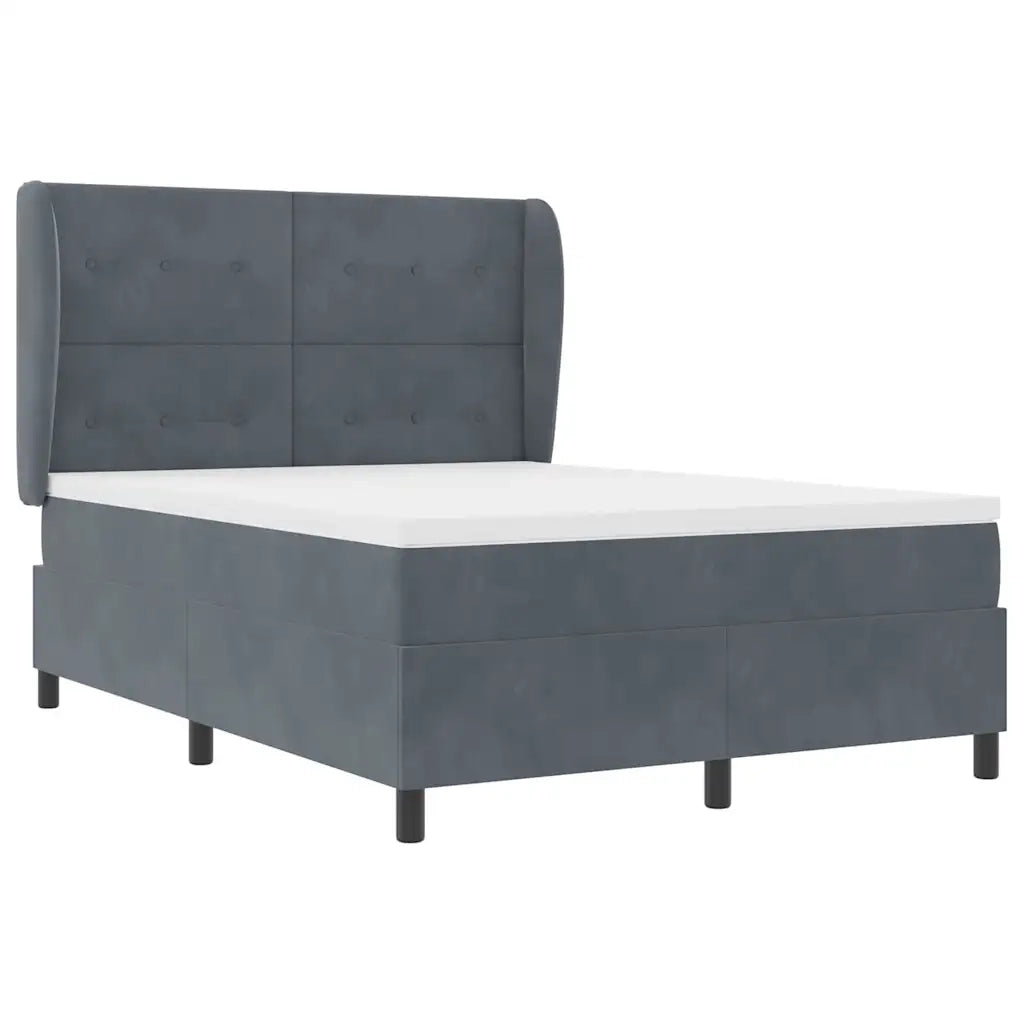 Letto a molle con materasso Grigio scuro 190 x 140 cm Velluto 3340923