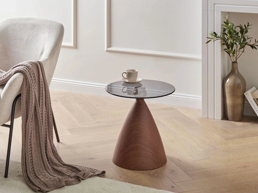 Tavolino rotondo in metallo nero stile glamour