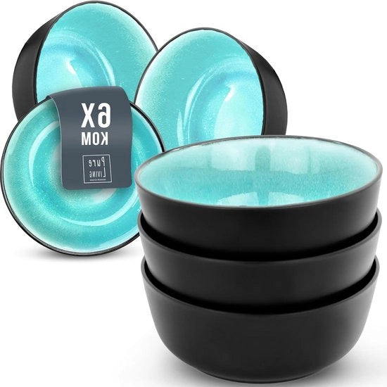 Set di 6 scodelle per muesli della serie Ibiza - Resistenti a lavastoviglie e microonde - Scodelle colorate per colazione in acqua marina
