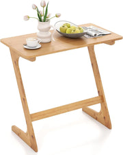 Tavolino Laterale, Tavolino da Divano e Letto in Bambù con Ampio Piano per Laptop, Struttura Stabile, Design Salvaspazio per Camera da Letto, Soggiorno, Studio, 75 x 40 x 70 cm (Naturale)