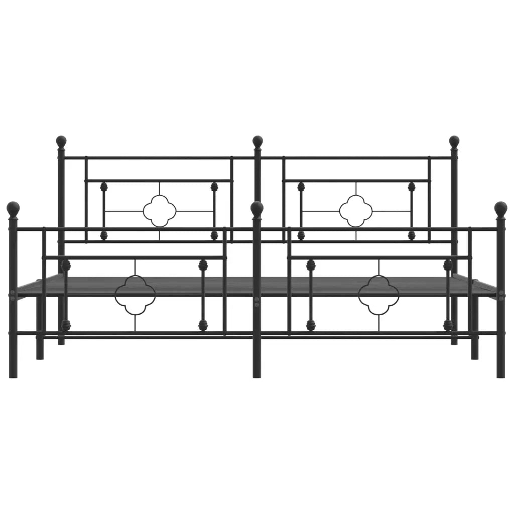 Giroletto con Testiera e Pediera-Struttura Letto Metallo Nero 183x213 cm 612512