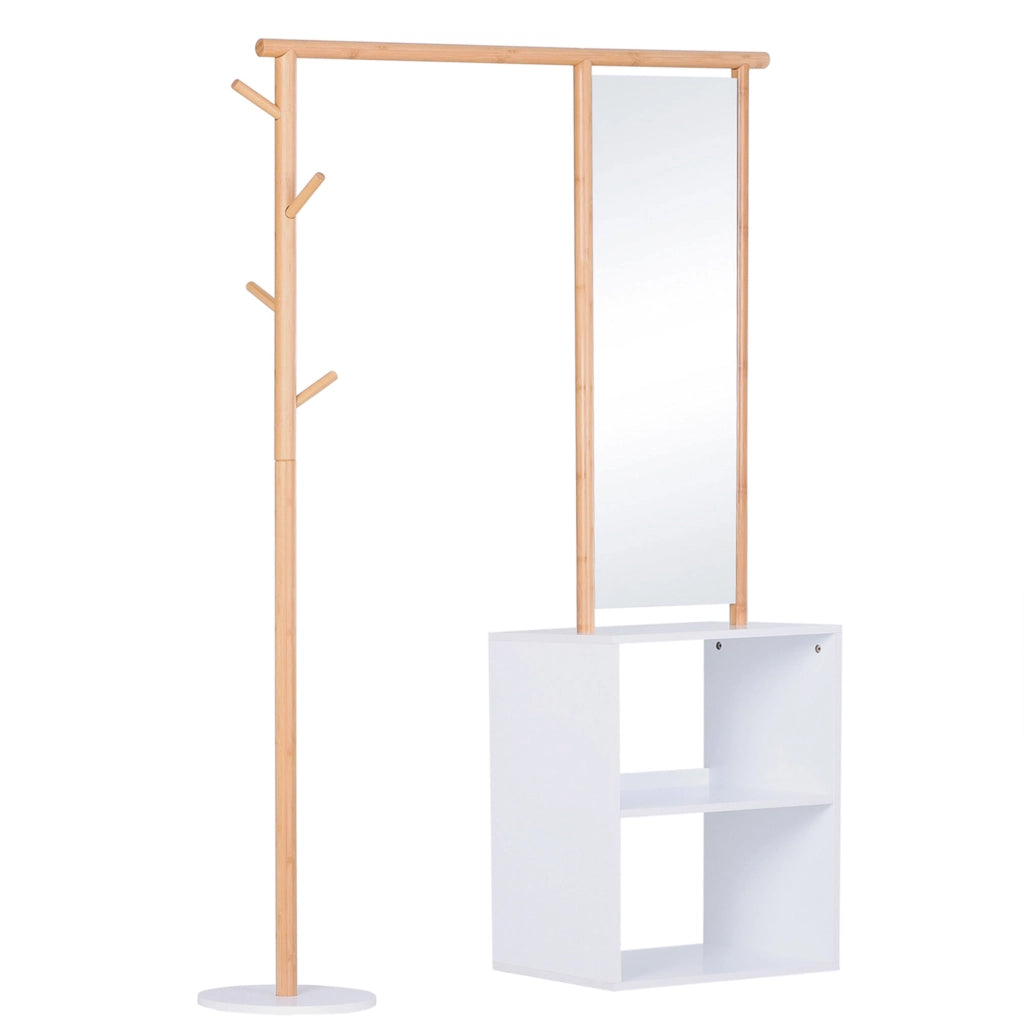 Appendiabiti con specchio e 4 ganci ¨C zephmum ¨C bianco MDF 100x34x164 cm