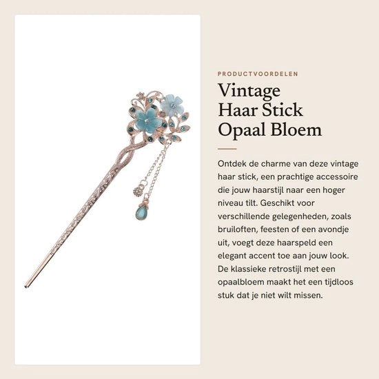 Accessori per capelli blu - Decorazione con fiori di quarzo - Spilla per capelli retro - Utilizzo multifunzionale - Dimensioni 15 x 4,5 x 1 cm - Accessorio per capelli