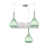 SOSPENSIONE CROMO 3 LUCI SPOSTABILE VETRI VERDE 1177CR-S3 S-VE