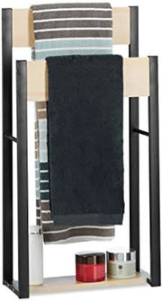 Asciugamani libero, con 2 maniglie, design U, legno, acciaio, dimensioni: 86 x 45 x 19 cm, asciugamani appoggiatura, naturale.