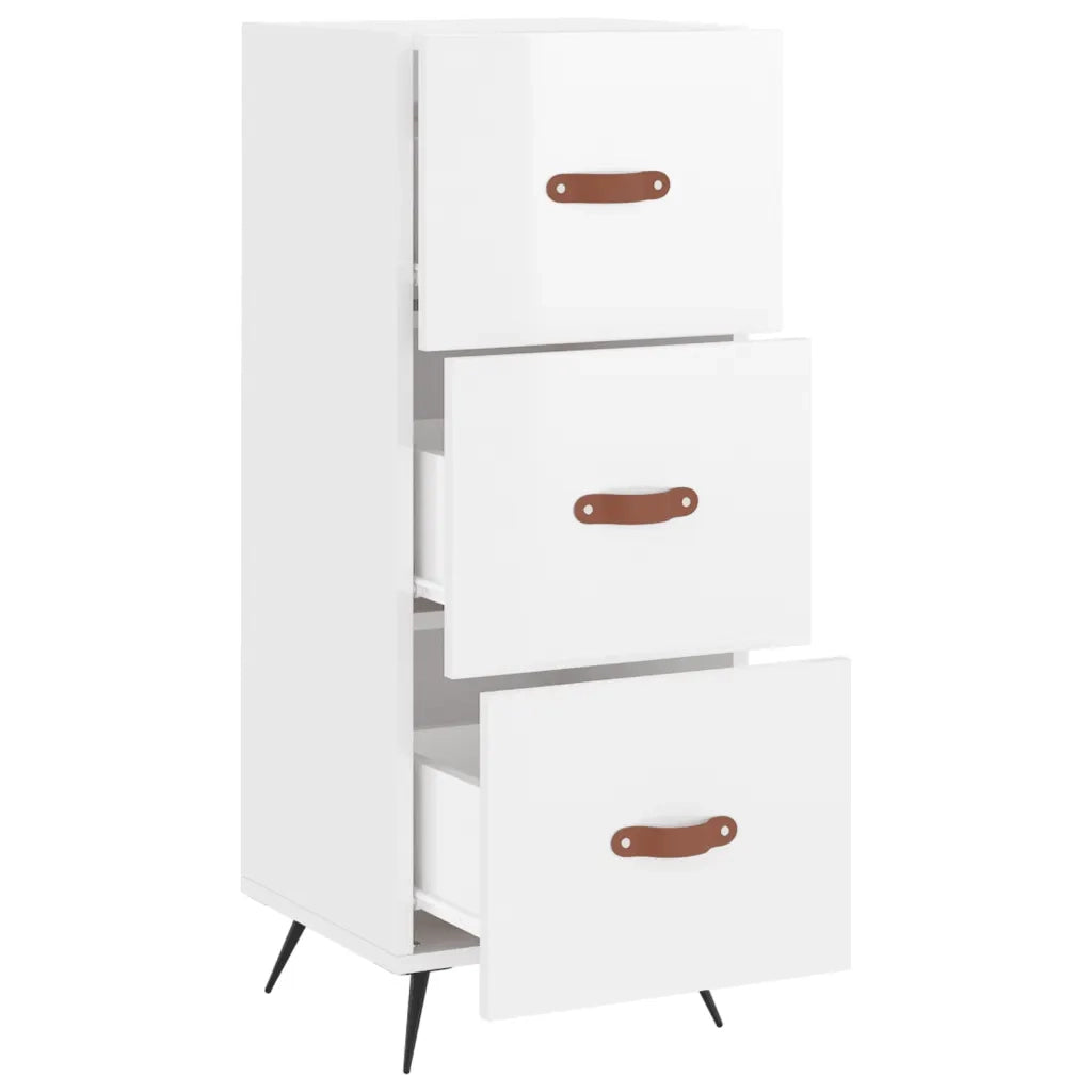 Credenza | Madia | Buffet da pranzo | Armadio da pranzo Bianco Lucido 34,5x34x90 cm in Legno Multistrato