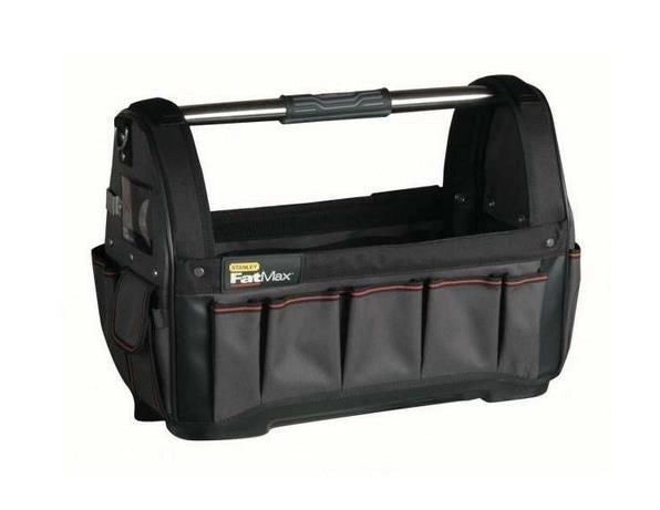 Stanley 1-93-951 FatMax Borsa Porta Attrezzi Aperta in Nylon 600 Denari con Rinforzi in Pelle e Maniglia in Acciaio colore Nero