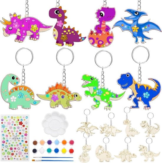 Kit di falegnameria per bambini Allecto Plus - Set di falegnameria in legno per bambini con chiave d'accesso dinosauro - Kit di falegnameria creativo per bambini - Tema dinosauro - Regalo per bambine - Set di falegnameria per bambini per divertimento
