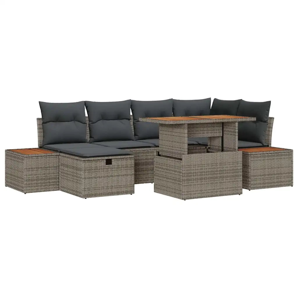 Set Divano da Giardino con cuscino 7 pcs Grigio polyrattan 3360079