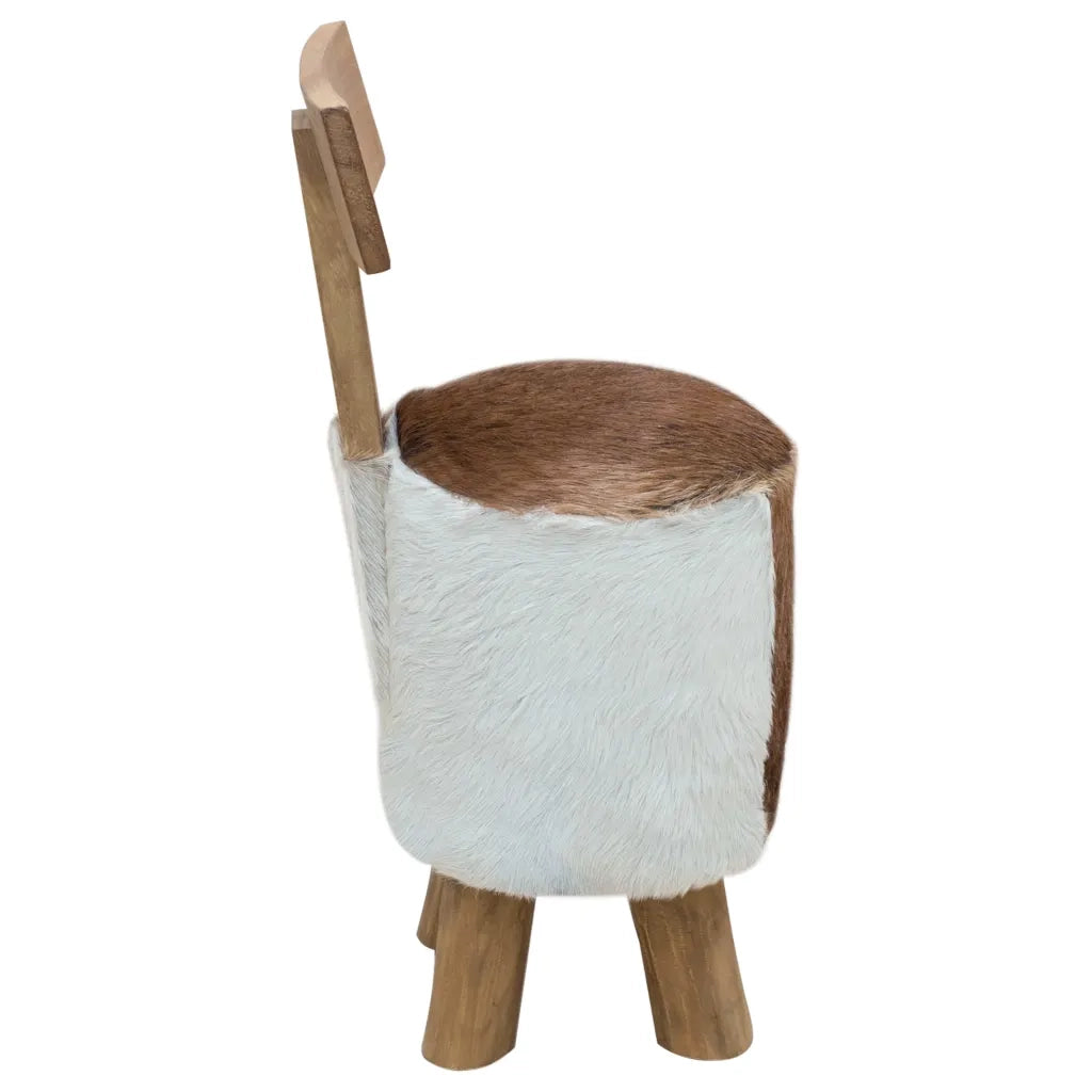vidaXL Sgabello in Pelle di Capra e Legno Massello di Teak
