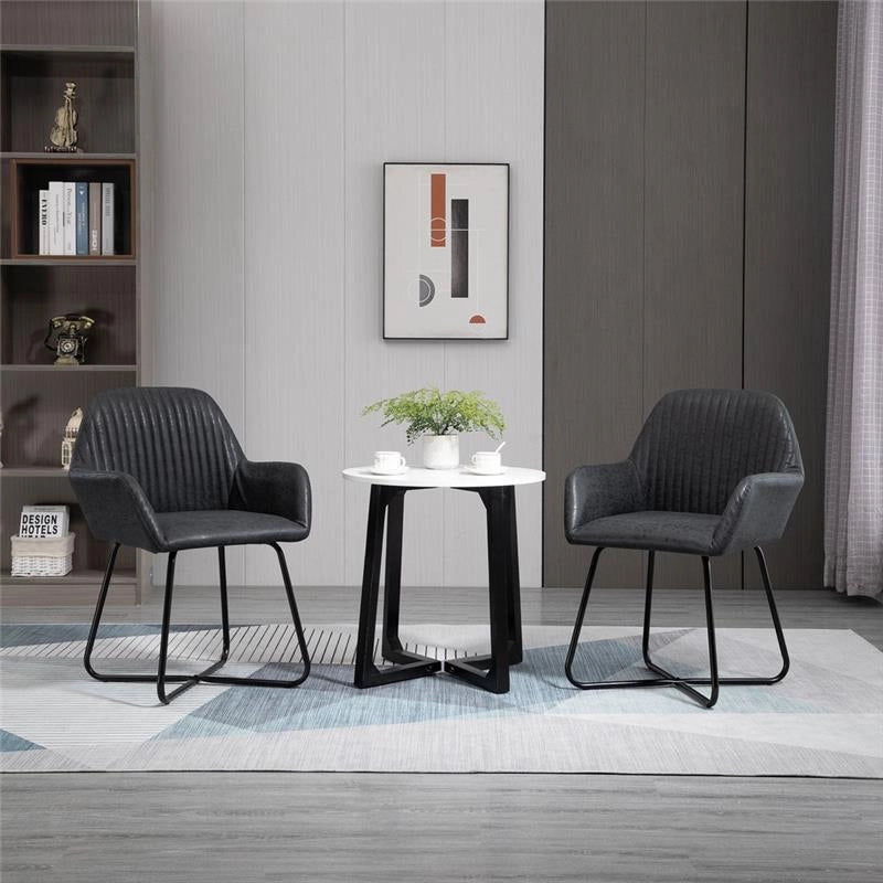SET 2 SEDIE MODERNE IMBOTTITE IN SIMILPELLE MARRONE