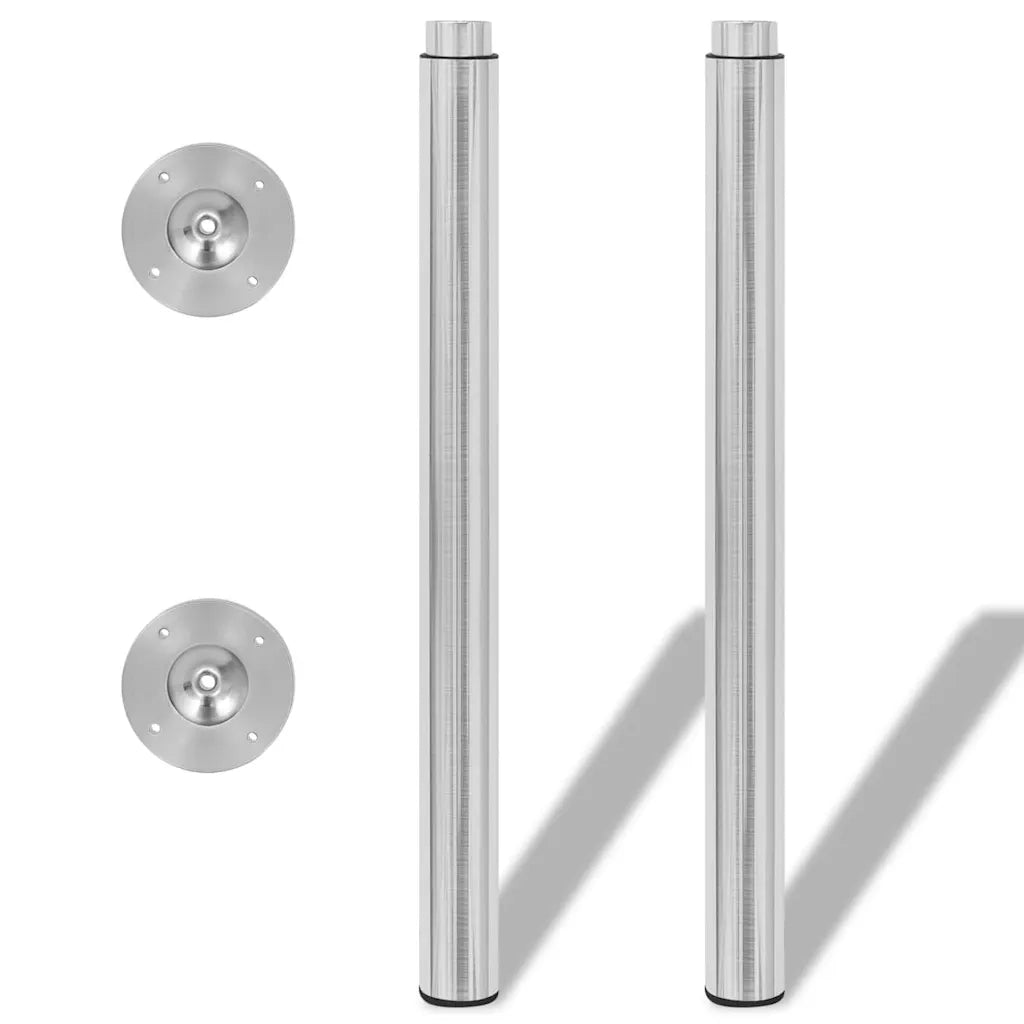 Set di 2 robuste gambe telescopiche regolabili per tavolo 60 x 710 x 1100 mm per ufficio/soggiorno acciaio inox argento 02_0046263