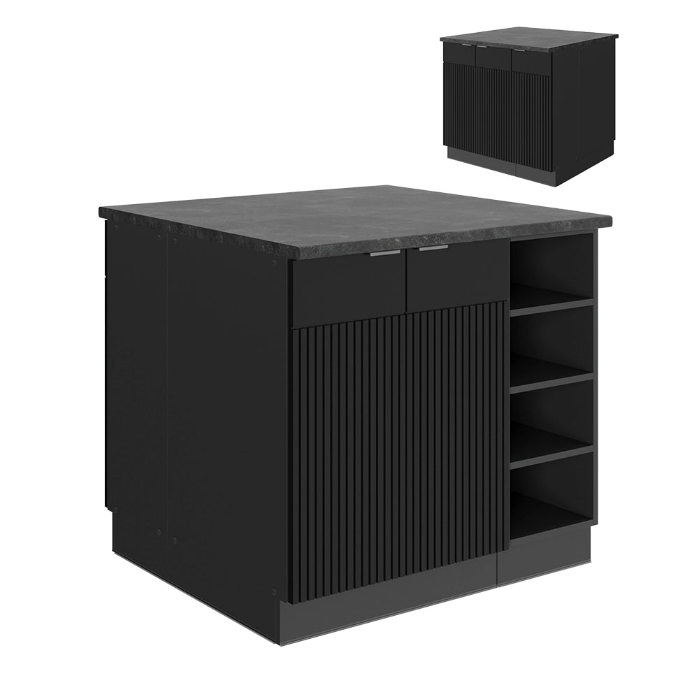 Isola cucina Fame-Line Nero rigato/Antracite 90 cm senza piano di lavoro Vicco