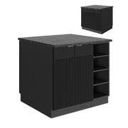 Isola cucina Fame-Line Nero rigato/Antracite 90 cm senza piano di lavoro Vicco