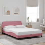 Giroletto con Testiera senza Materasso Rosa 140x200 cm Velluto