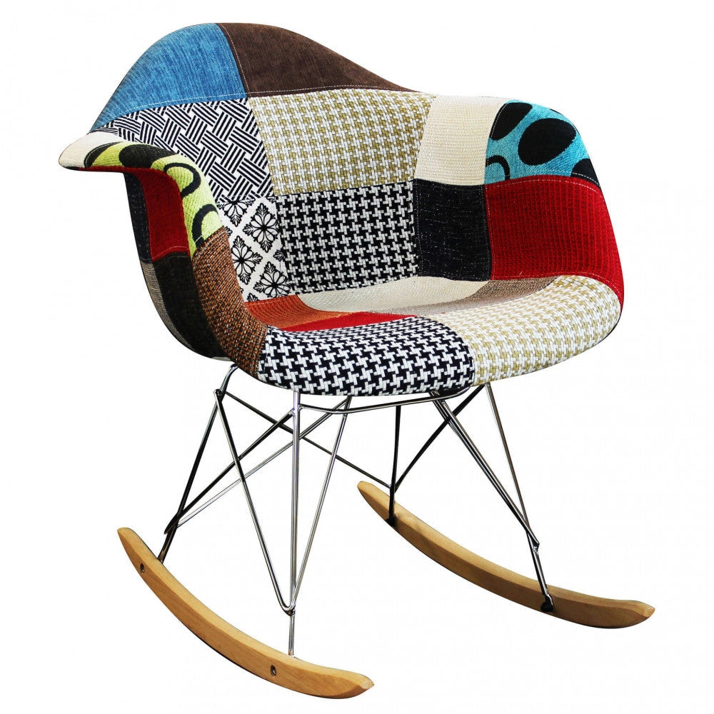 Poltrona Dondolo Moritz 53x47x82 h cm in Legno Patchwork