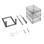 Portabottiglie estraibile TitaneMax con chiusura soft, lato sinistro, 3 vassoi, unità 150 mm, Acciaio, Grigio Antracite