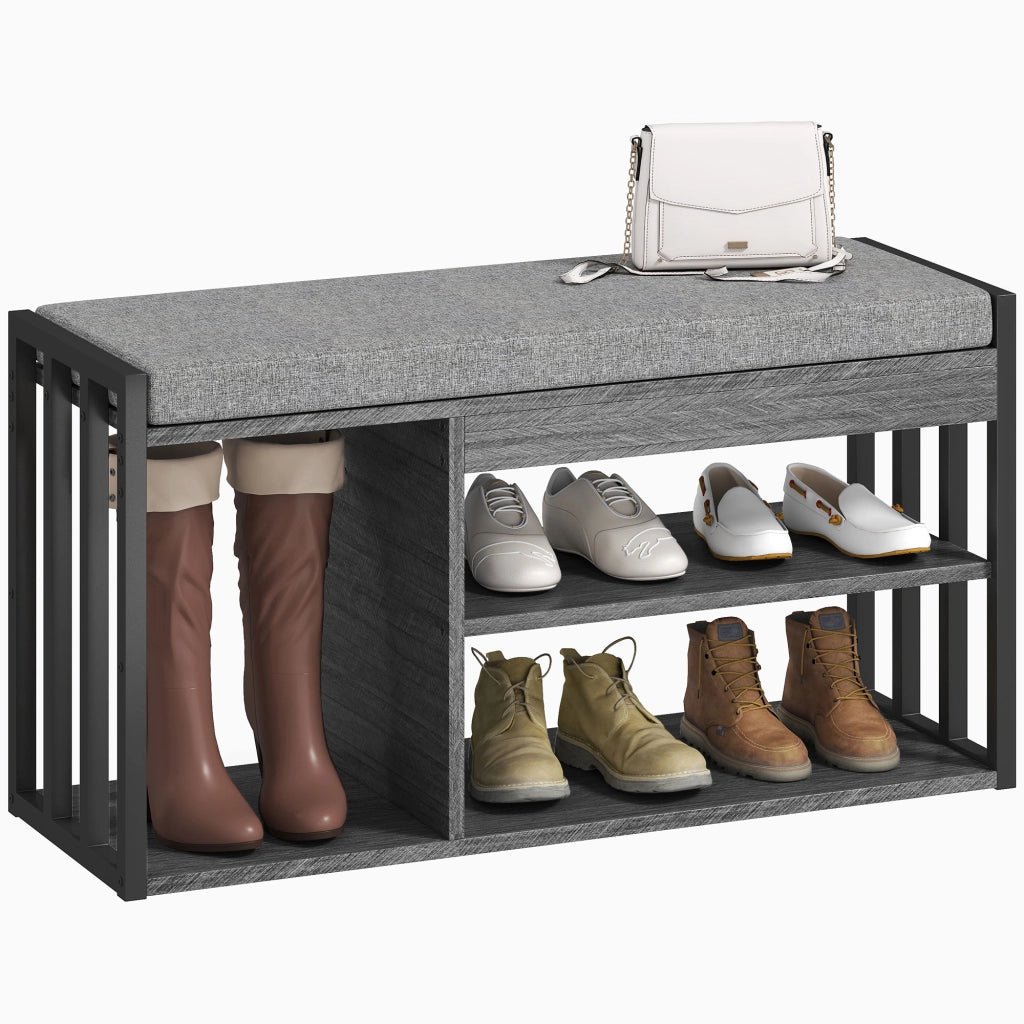 Scarpiera con panca ¨C Minimal ¨C grigio 80x30x90