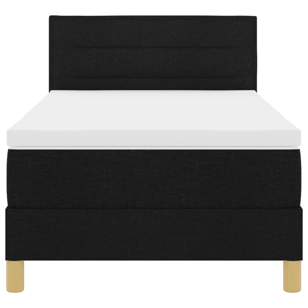 Letto con Box Spring con Materasso Nero 90x200 cm Tessuto