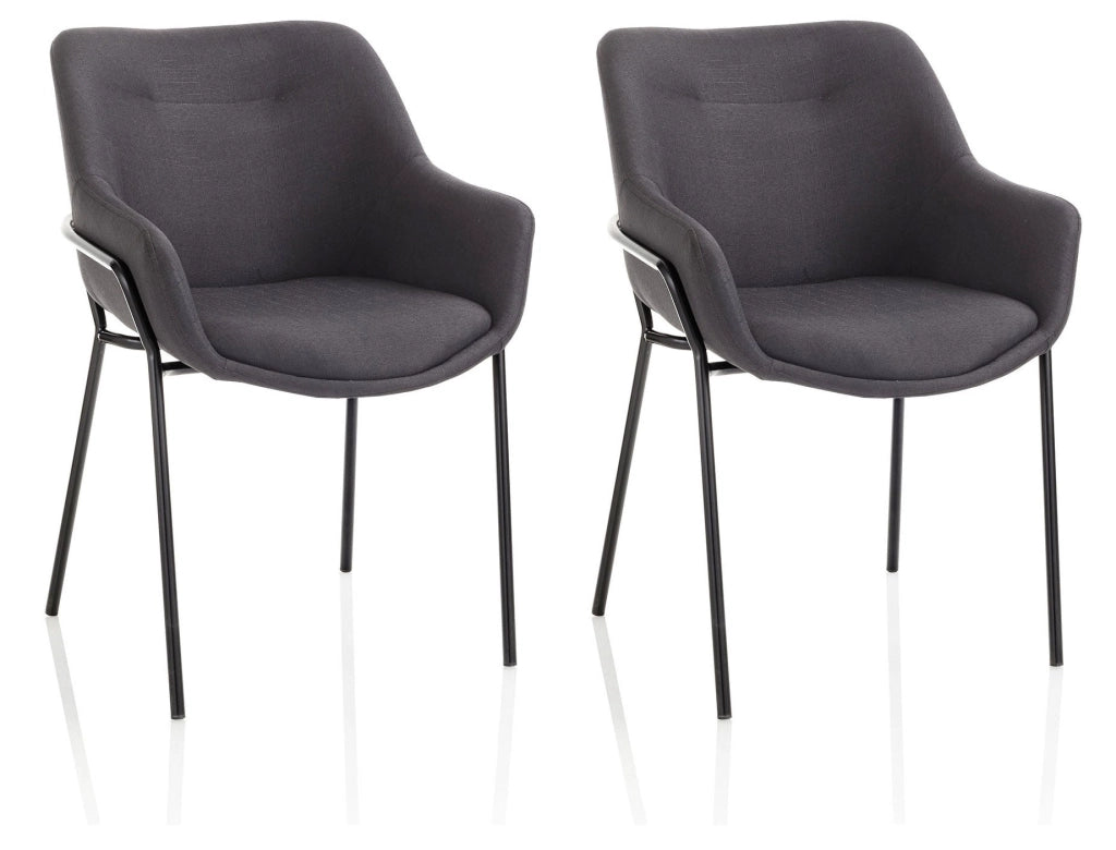 Set 2 Sedie Imbottite 80x54x84 cm in Tessuto Nero