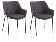 Set 2 Sedie Imbottite 80x54x84 cm in Tessuto Nero