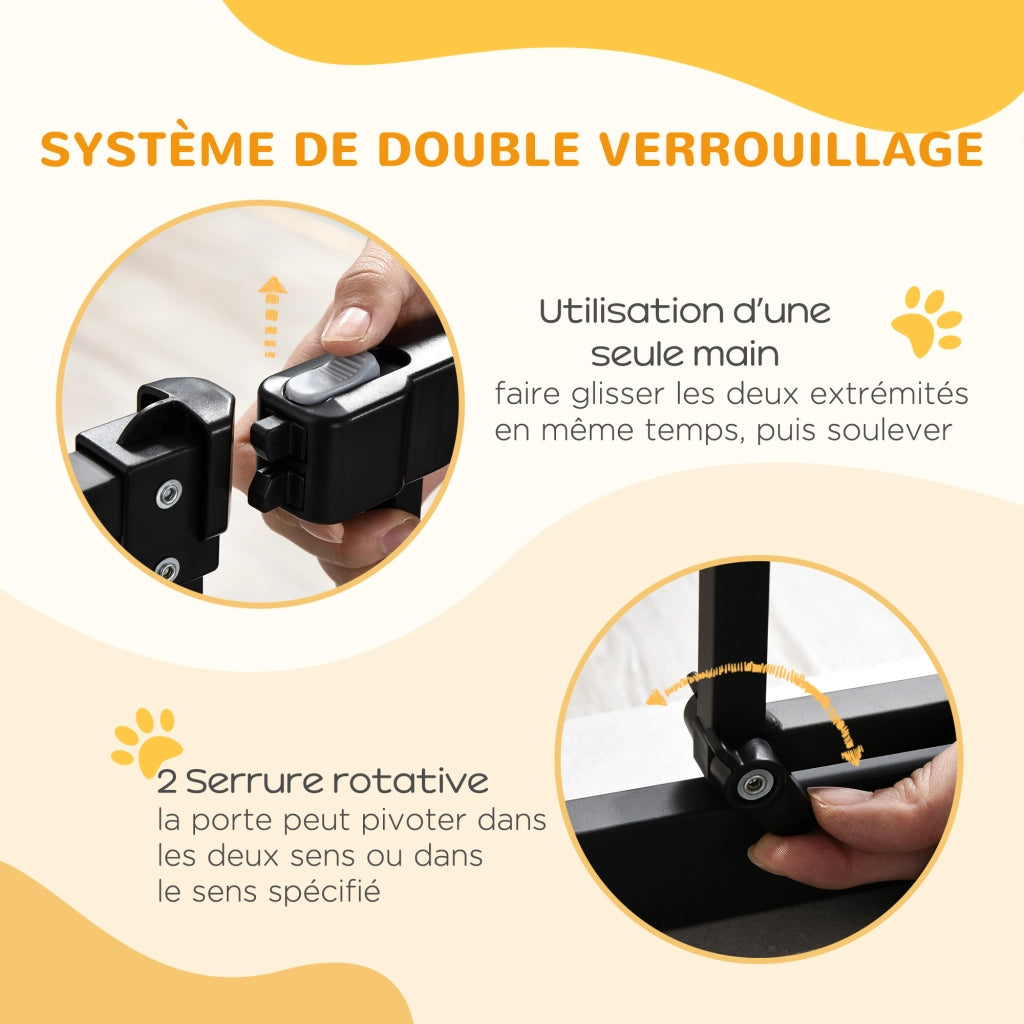 Cancello di Sicurezza Estensibile per Cani ¨C Xylo ¨C 74-80 cm Nero Chiusura Automatica