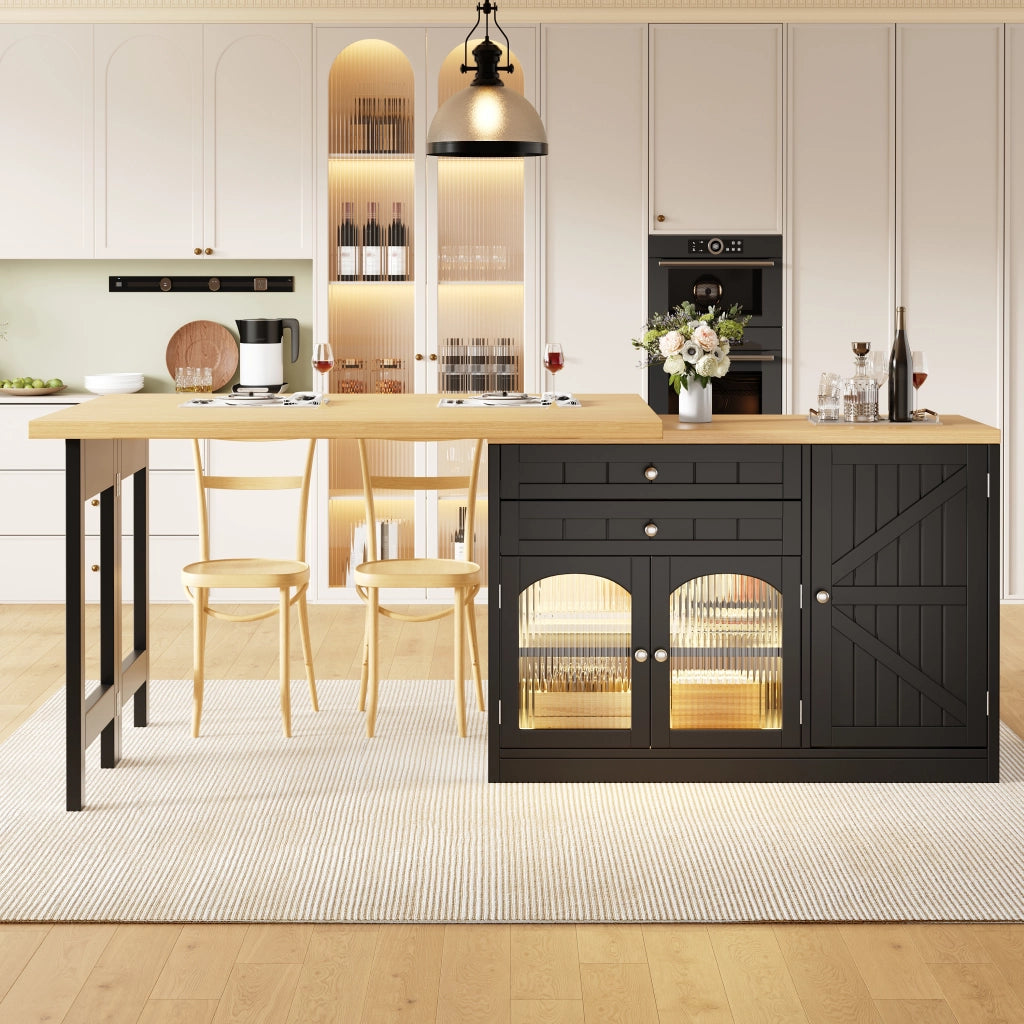 TAVOLO da cucina estensibile girevole 120-194 cm MDF nero