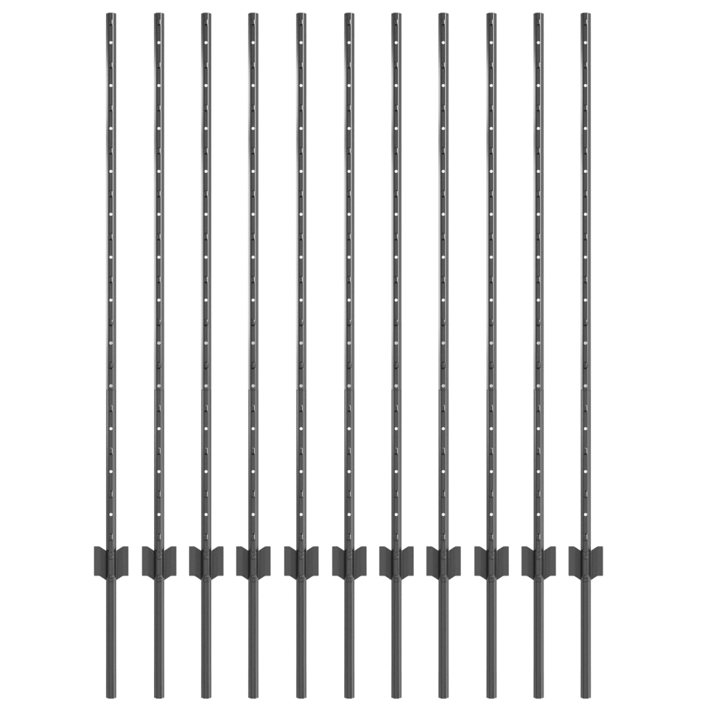 Pali per Recinzione 22 pcs U-Channel Grigio 120 cm Acciaio