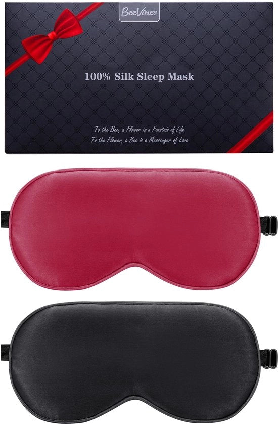Slaapmasker per 2 pezzi in 100% naturale pelle di mora, 100% bloccante luminosità, con cintura elastica regolabile per viaggiatori