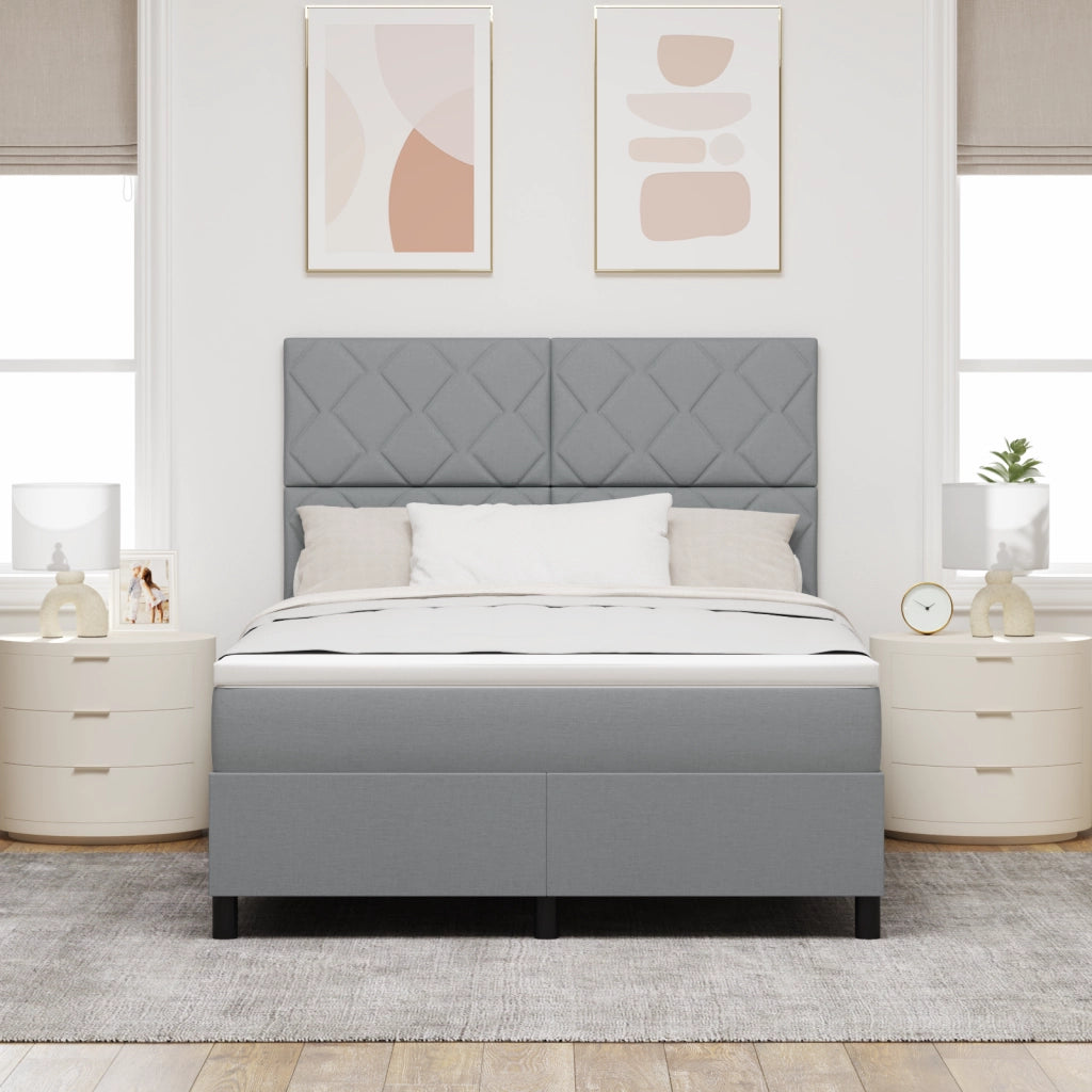 Letto Box Spring e Materasso Grigio Chiaro 160x200 cm in Tessuto