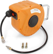 Sistema di regolazione della pressione d'aria - 10 m/20 m/30 m, 8 bar/18 bar, 1/4 pollici di connessione - Supporto per parete e rotolatore di tubo